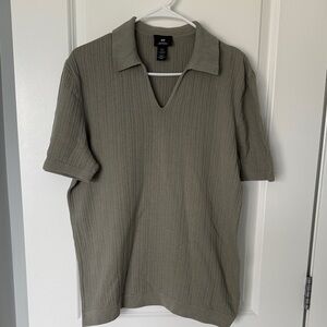 Ribbed V-Neck Polo Shirt H&M